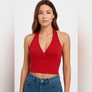 Princess Polly Red Halter Crop Top Y2K Inspired Sz US 6 Clean Beauty Eco Sporty